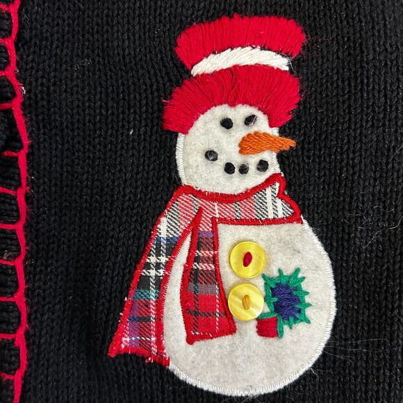 VTG Victoria Jones Women Black Embellished Christmas Full Zip Sweater Vest 2X - Picture 6 of 13